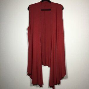 Red long asymmetrical duster vest open front hippie boho bohemian layering XL